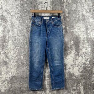 Denim Forum 26 Womens The Arlo High Rise Straight Blue Denim Crop Charcoal Wash